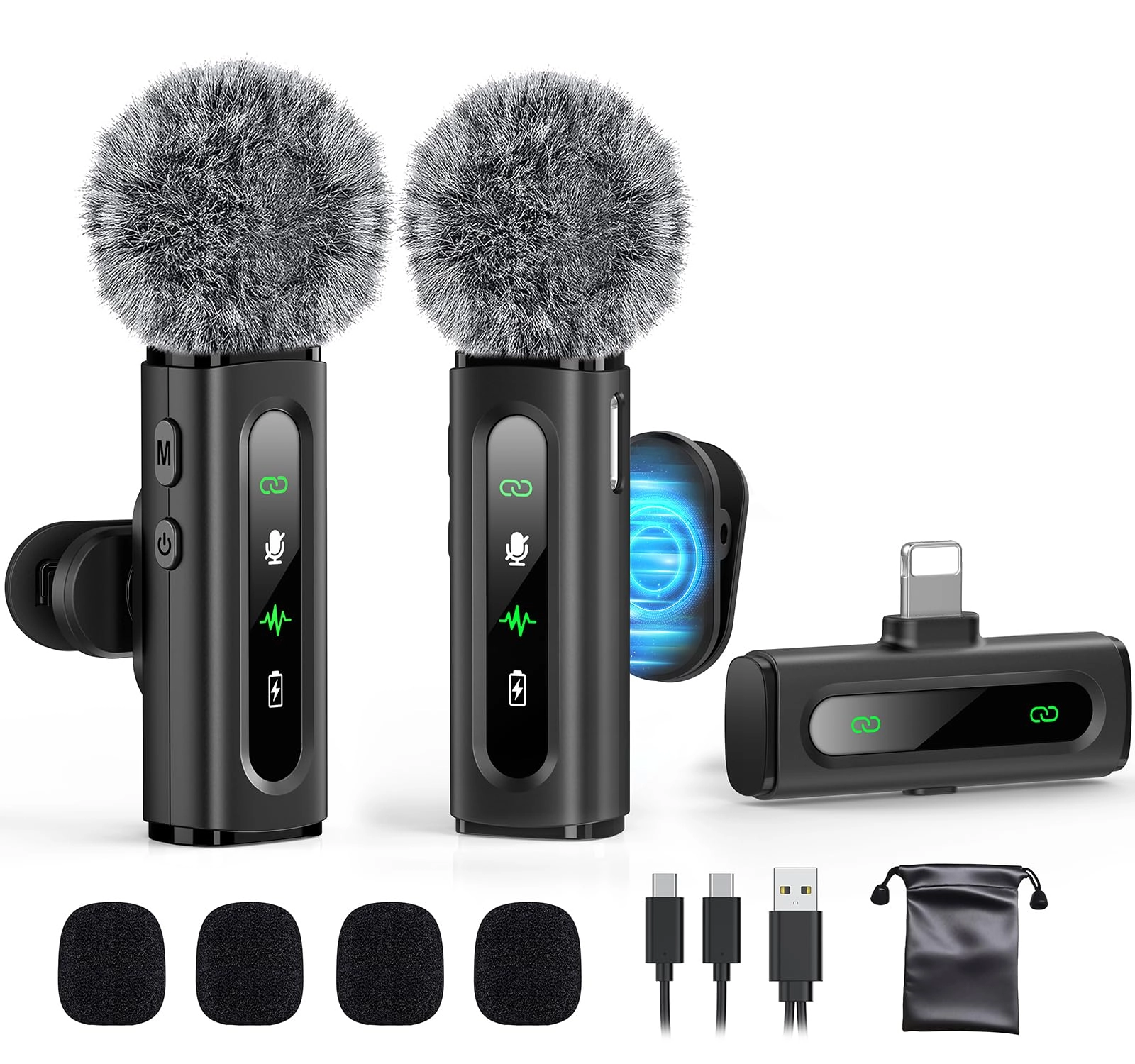 GoorDik Wireless Lavalier Microphone - 2 Wireless Microphone Transmitters