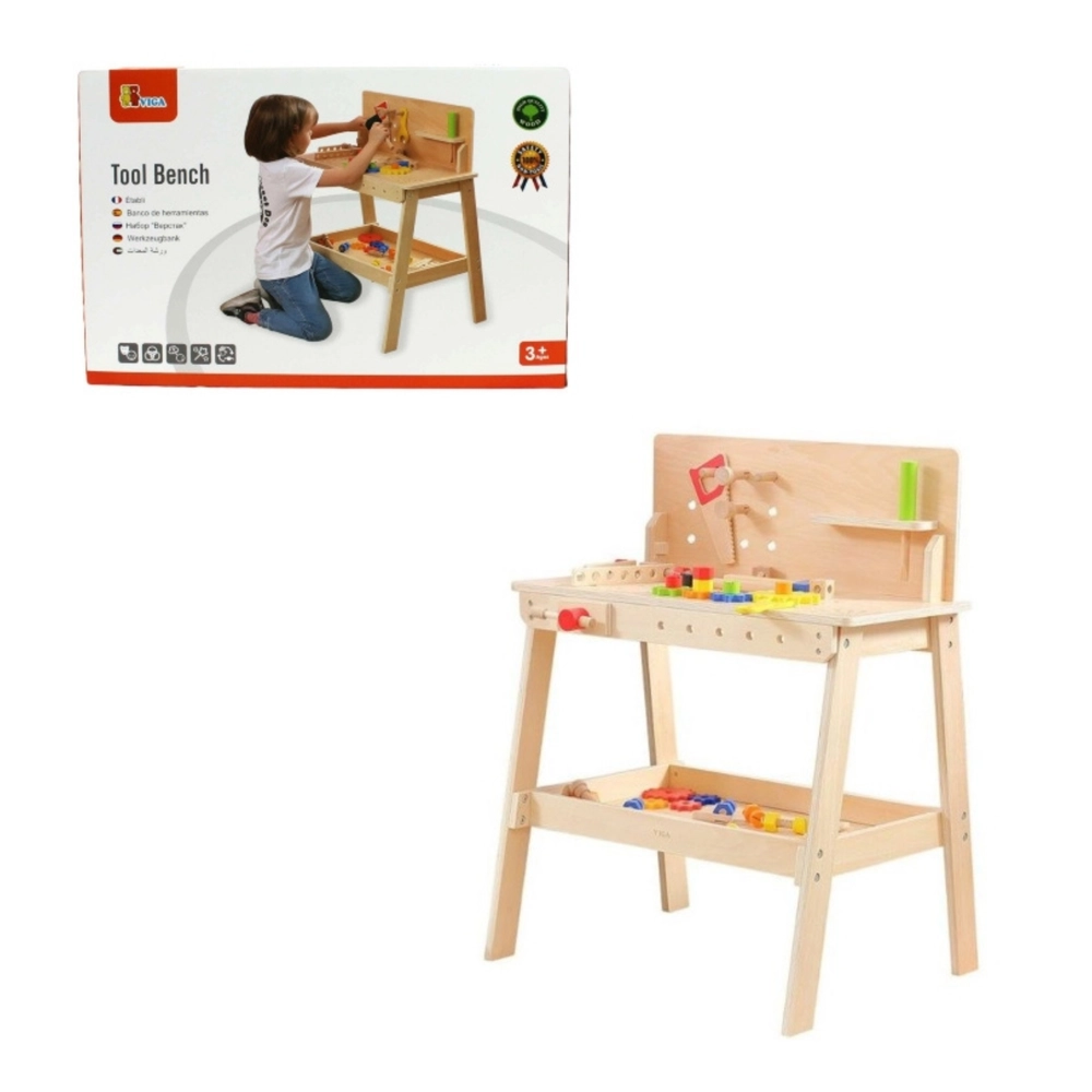 Wooden Tool Bench With Accessories Pretend Playset (29464294-44589)