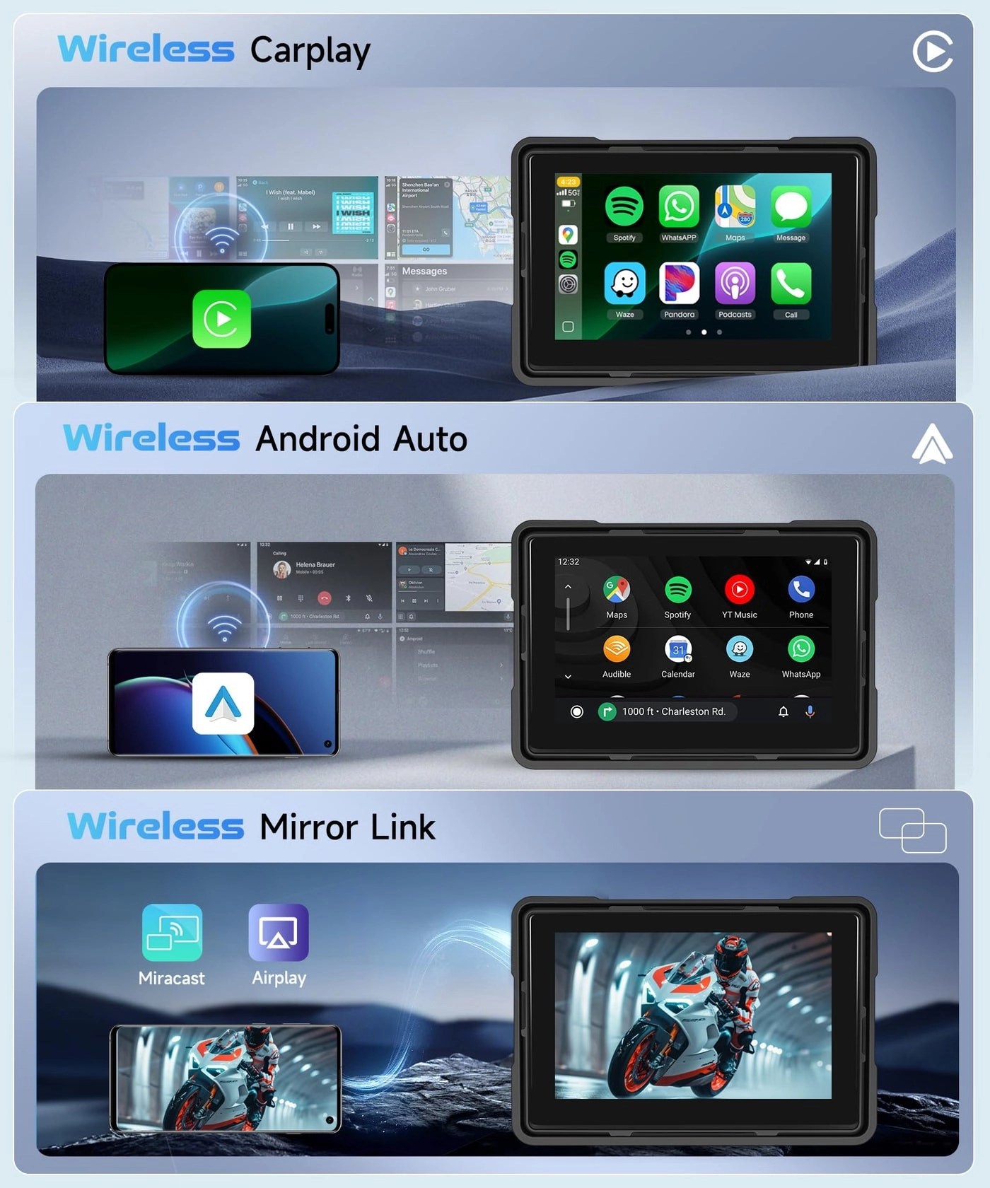 Motorcycle Wireless CarPlay - 5 Inch