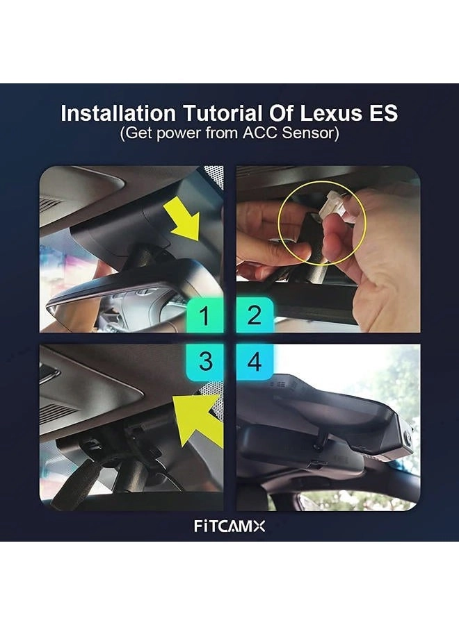 4K Dash Cam - 2160P 30fps for Lexus ES350 ES300h F Sport ES250 2019 2020 2021 2022 2023