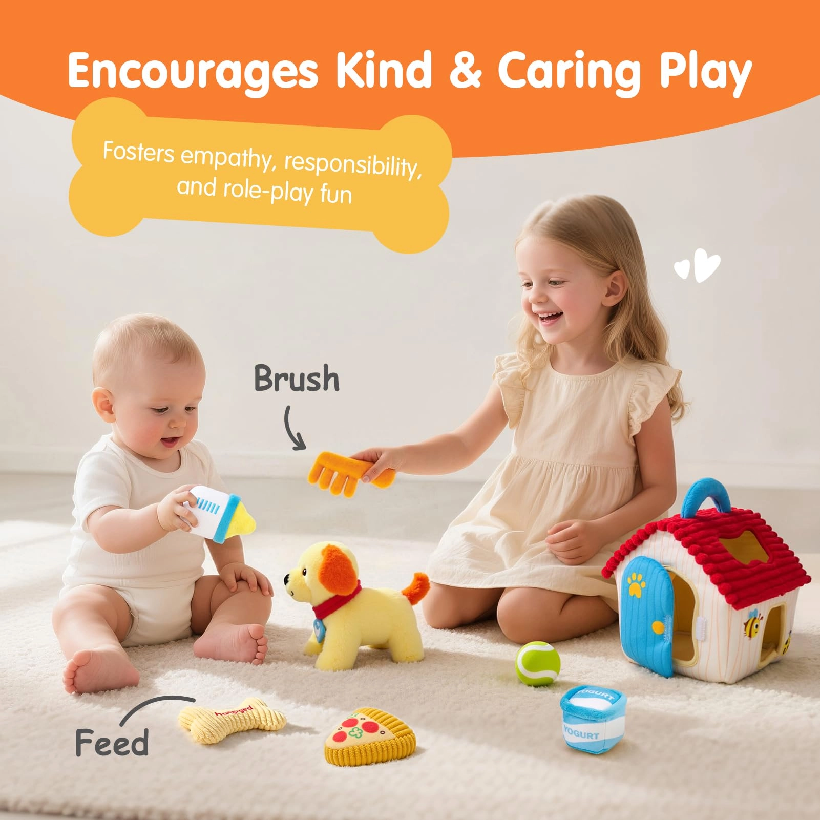 hahaland Montessori Plush Puppy Sensory Toys Set - 6 months-12 months