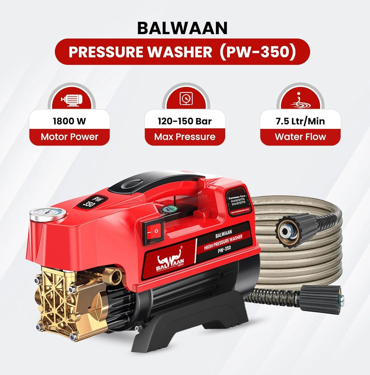 PW350 - Pressure Washer 1800w 120150 Bar 75 LTRMin
