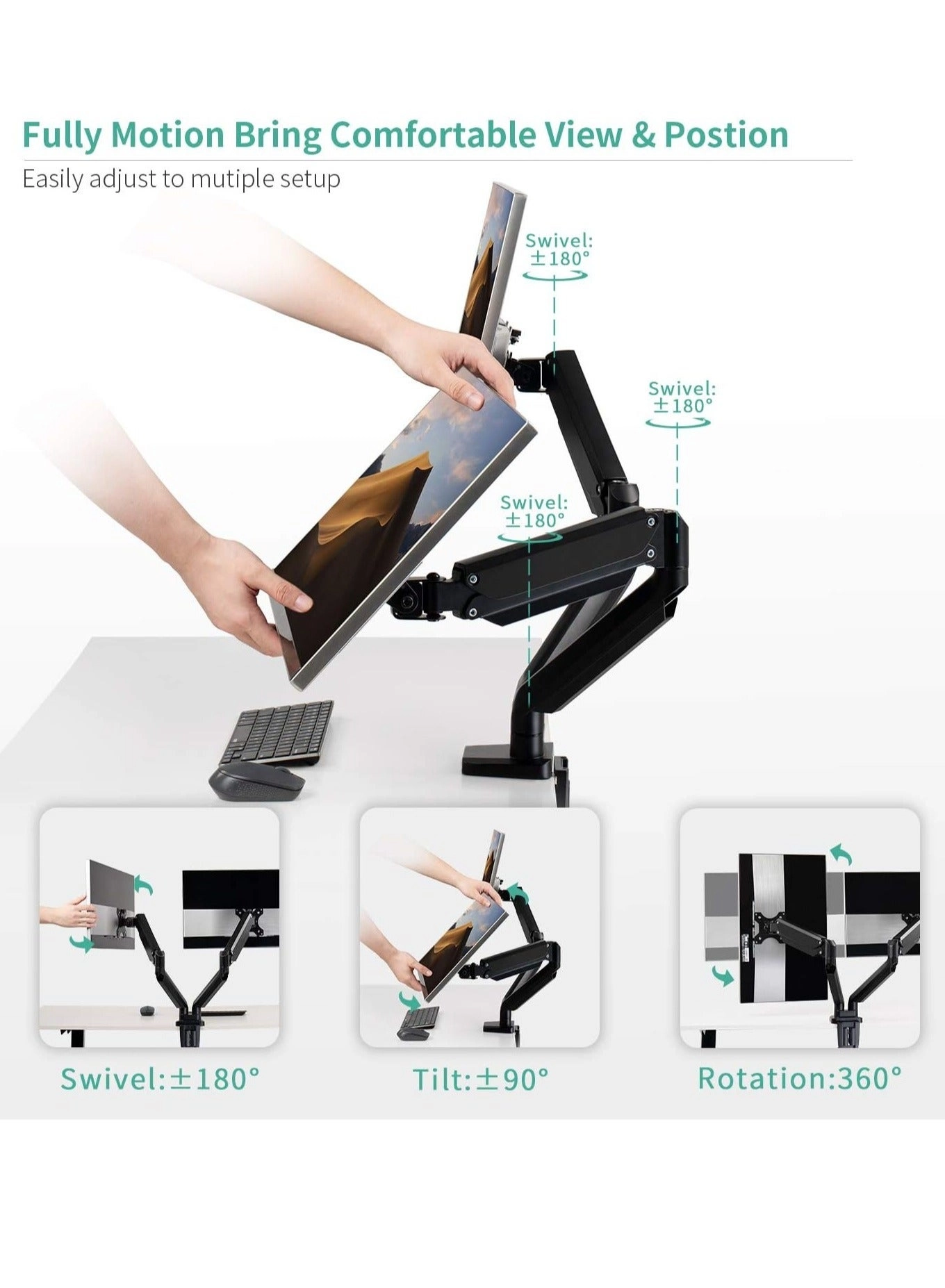 Dual Monitor Desk Mount Stand - 2