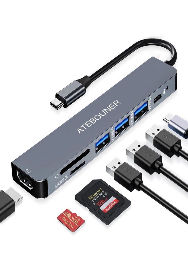 ATEBOUNER Multiport USB c hub - 7 in 1 4K HDMI 100W PD