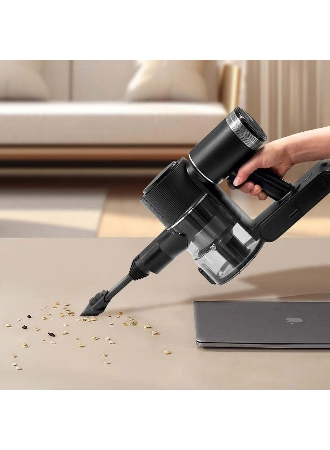 Cordless Vacuum Cleaner - Lightweight Stick Design Motorized Head Black and Silver