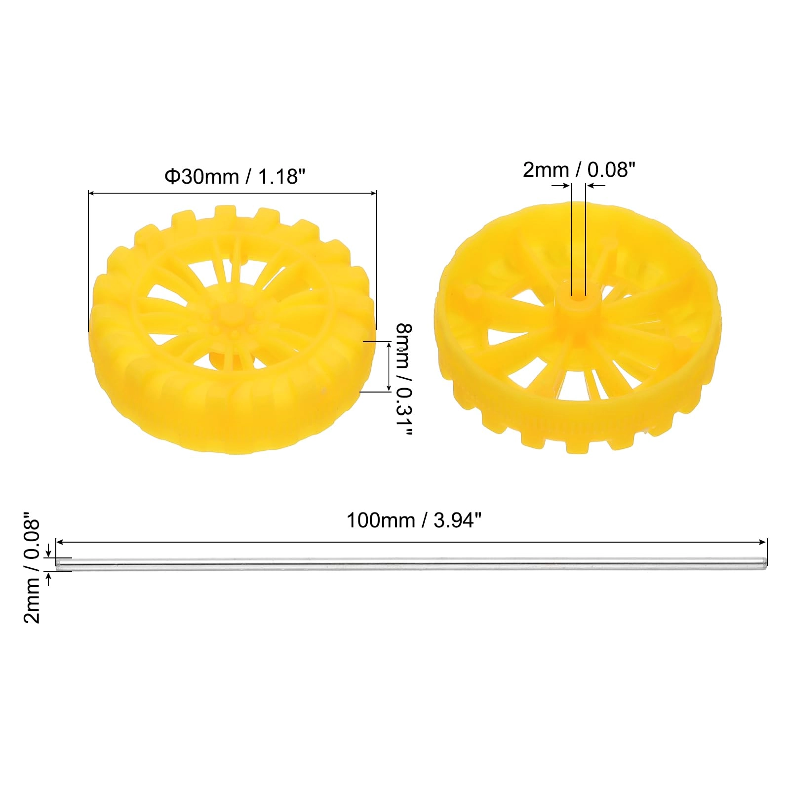 Small Plastic Wheels - 30pcs 30x8mm 2x100mm