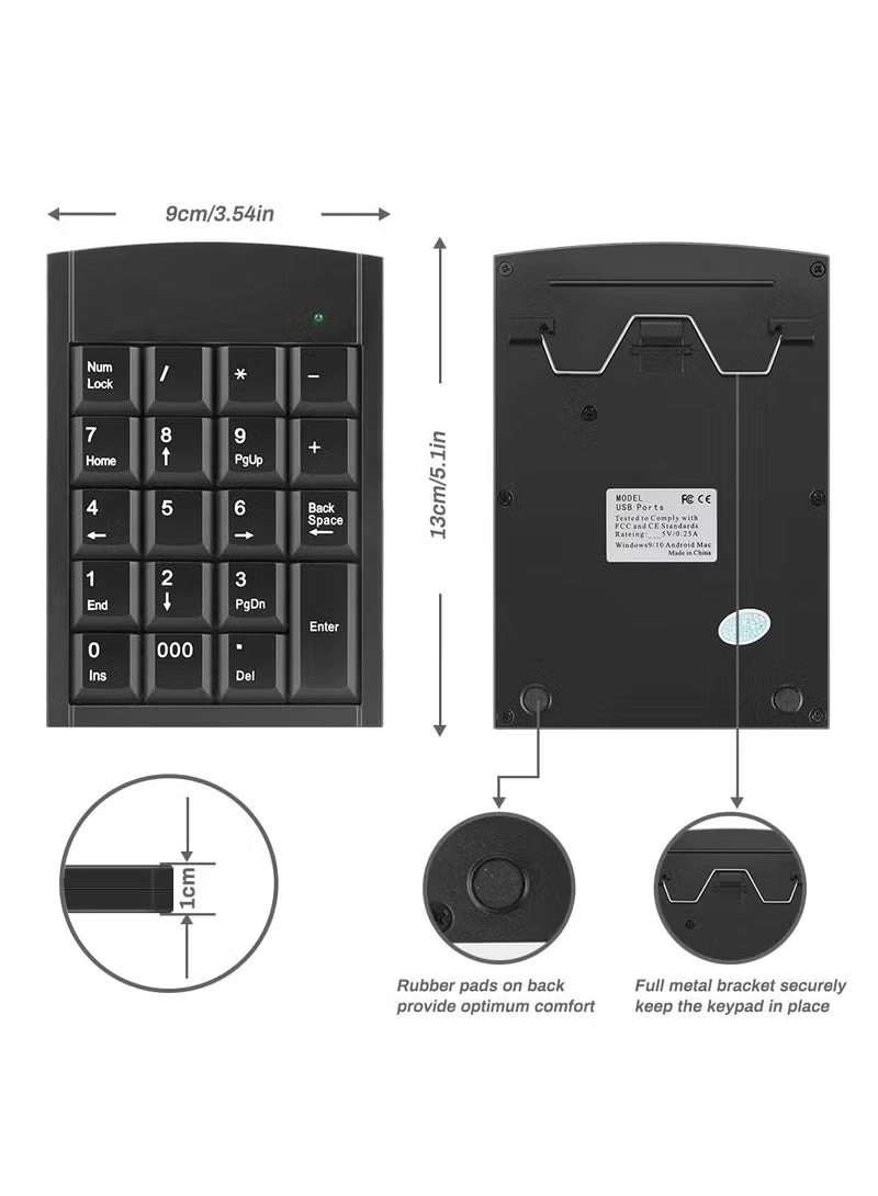 Wired Numeric Keypad - 19 key black