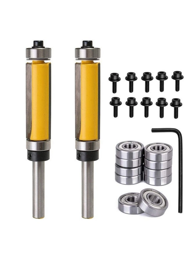 Router Bit Set - 1/4'' 2Pcs + Top Mounted Replacement Bearings - 10 Pcs