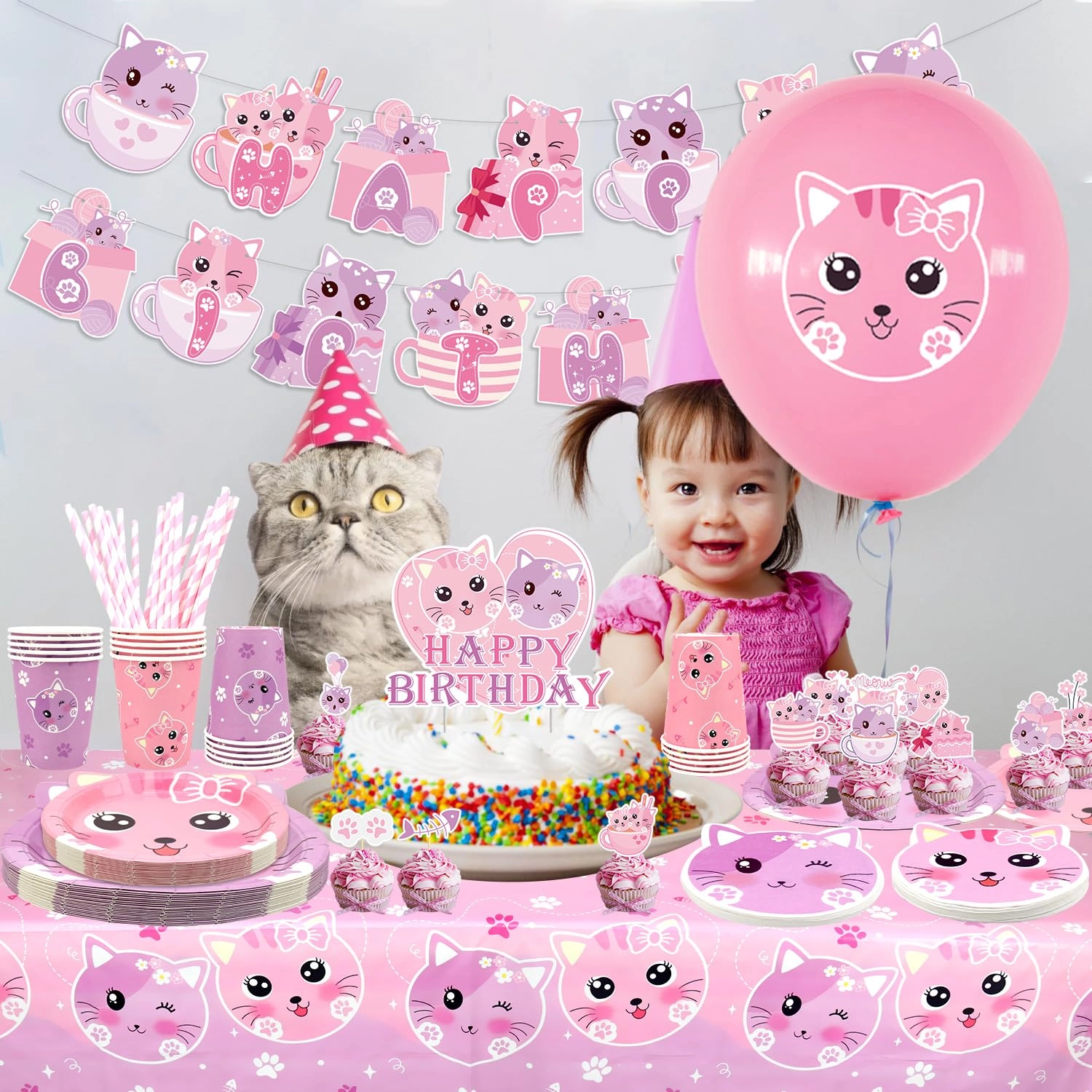 Cat Birthday Party Supplies Set - 20 piece(s) Birthday