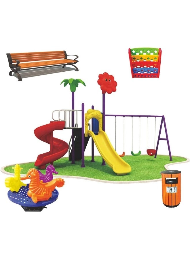 Multi Purpose Kids Outdoor Playing Equipments - 770x320x280cm 2+ Years