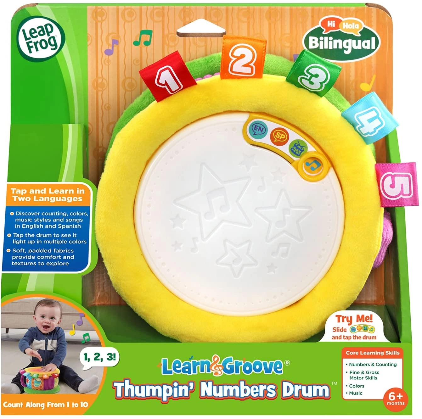 Learn & Groove Bilingual Thumpin' Numbers Drum - 6 months+