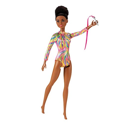 Barbie Rhythmic Gymnast Doll - 12 in Brunette Colorful Metallic Leotard Ages 3+