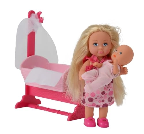 Evi Love Doll Cradle - 12cm doll 7cm baby 12 accessories Ages 3+