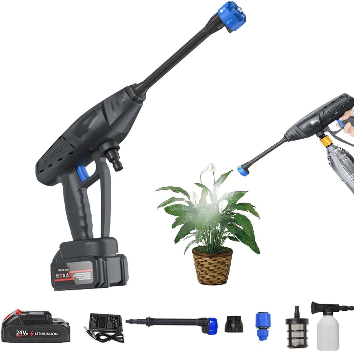 MAHOSTAV Cordless Portable Pressure Washer Gun - 48V 12000mAh 6 Spray Modes