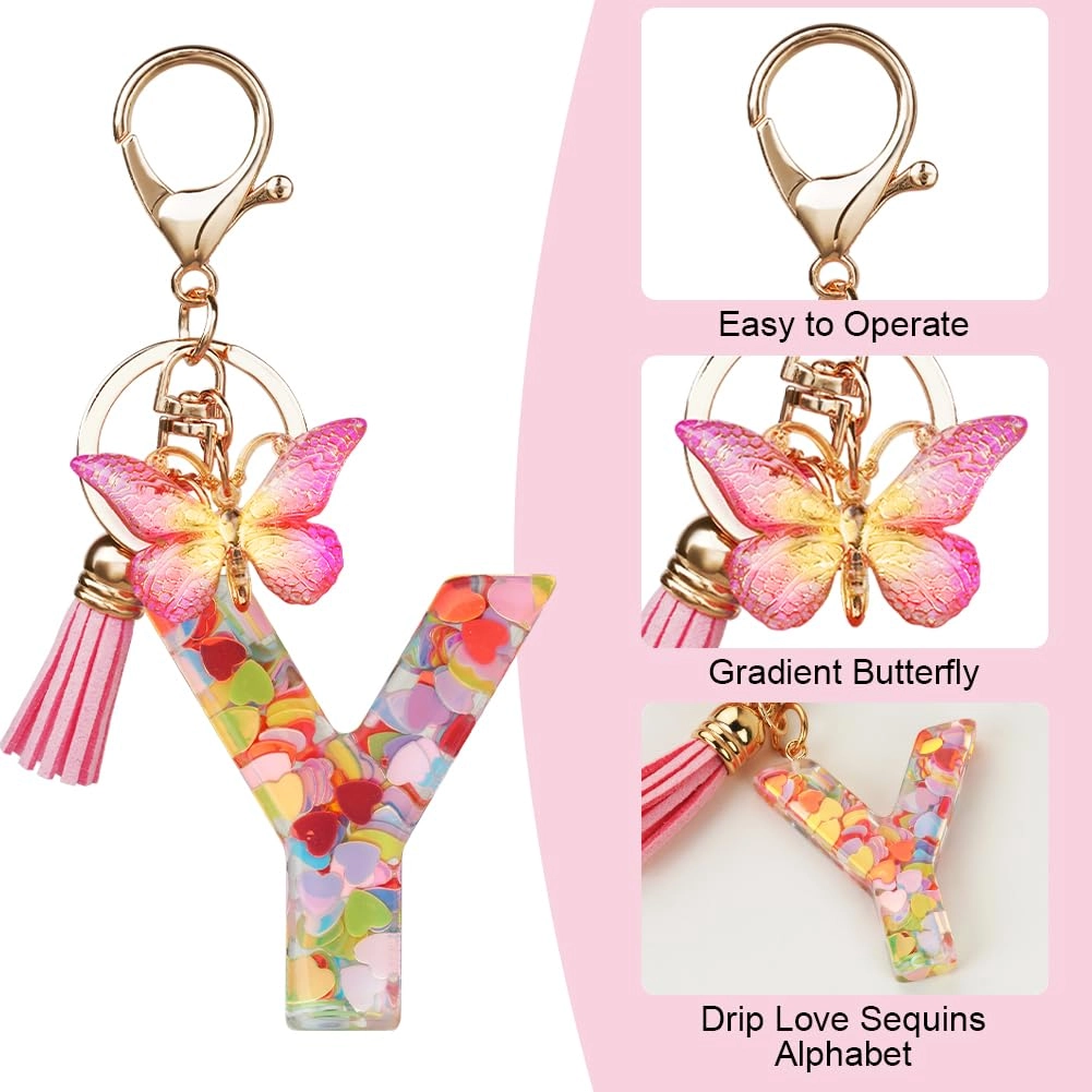 Initial Letter Keychain - Butterfly