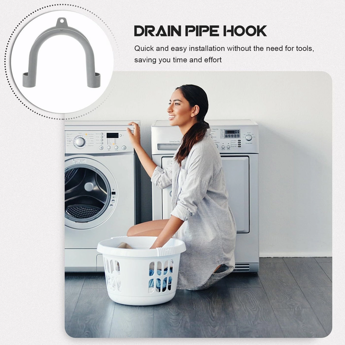 Washing Machine Drain Hose Clip - U Shaped 2 Pack