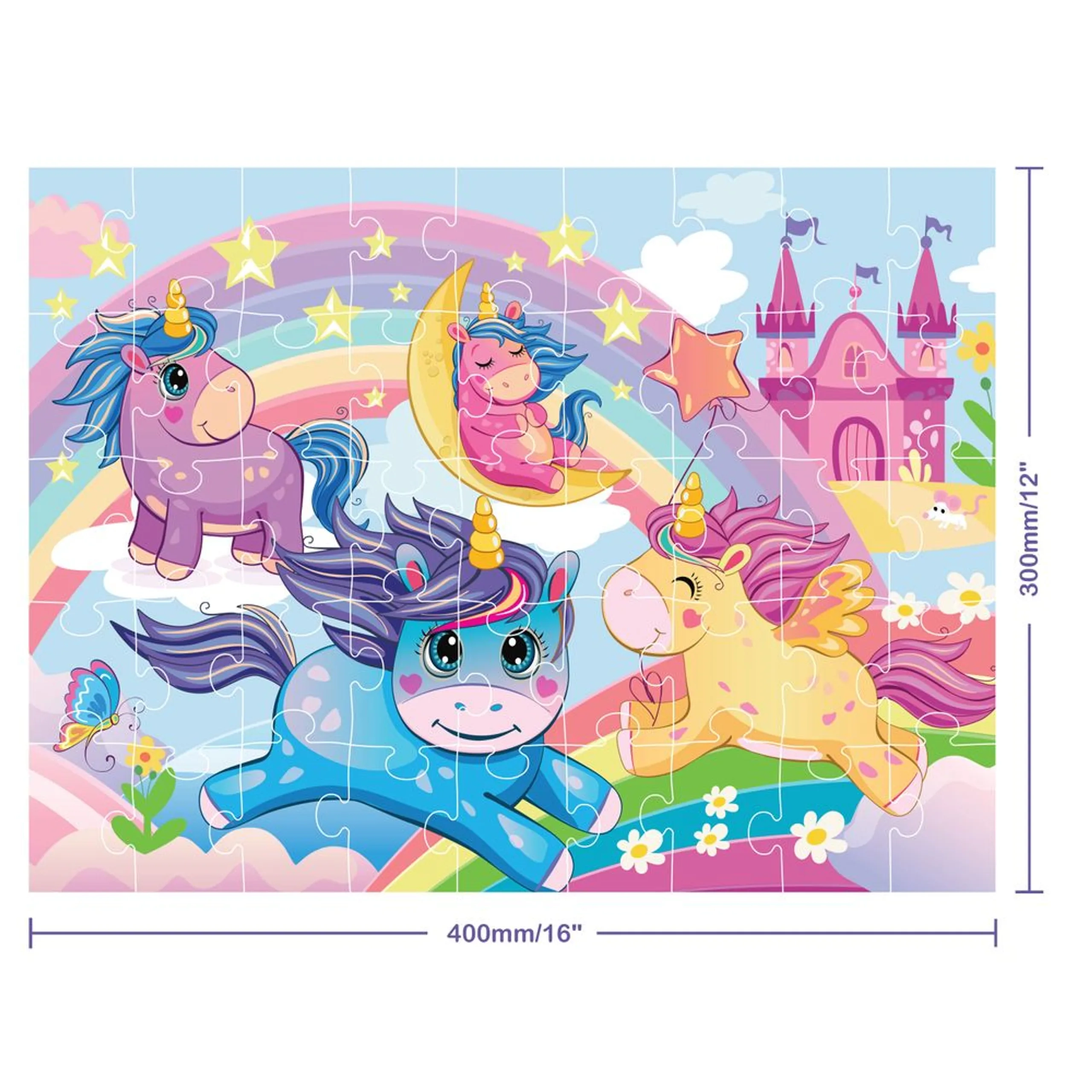 Rainbow Unicorns Puzzle (40761363-HST02445) - 45 pcs