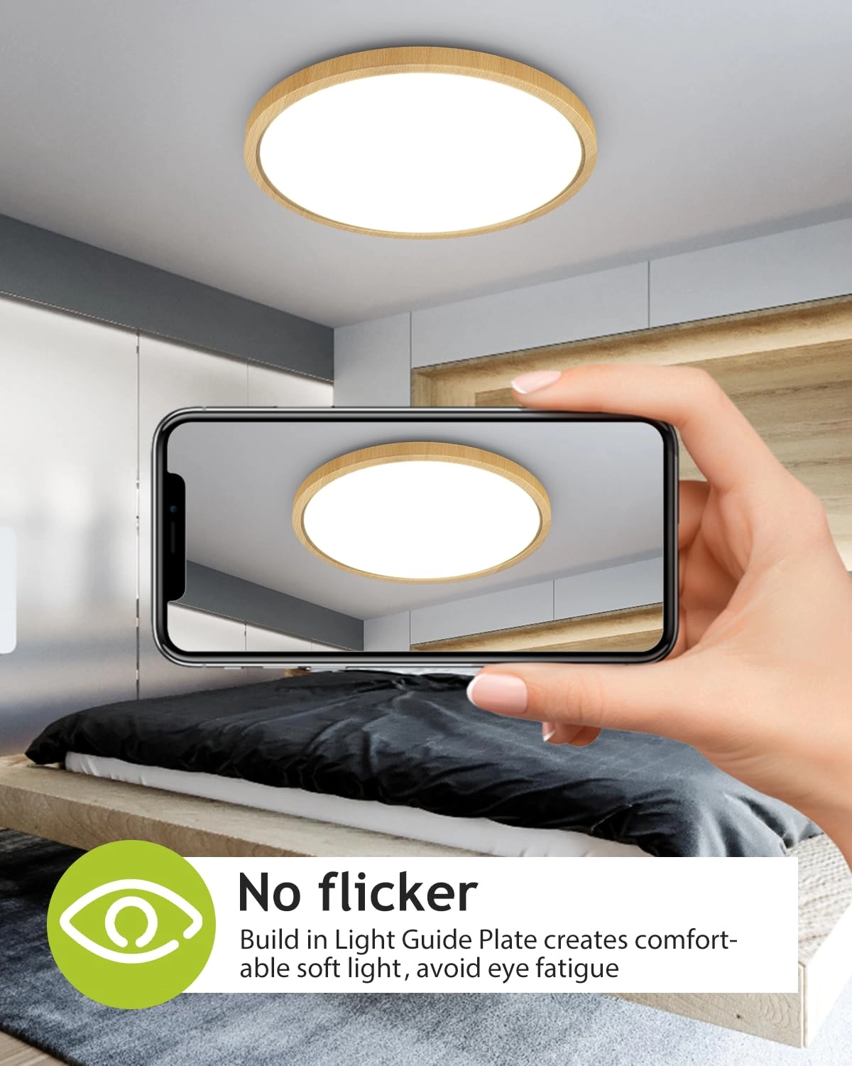 Flush Mount LED Ceiling Light - 3000K 4500K 6000K Dimmable