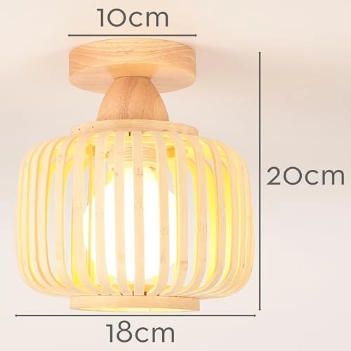 Retro Rattan and Wood Bohemian Design Ceiling Light