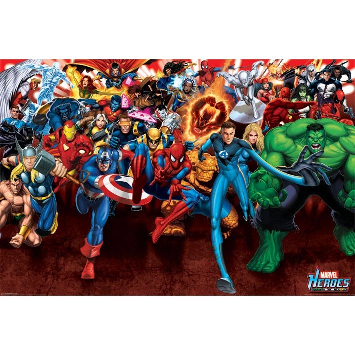 PYRAMID POSTERS Marvel Heroes Attack - high quality gsm paper 61 x 91.5 cm