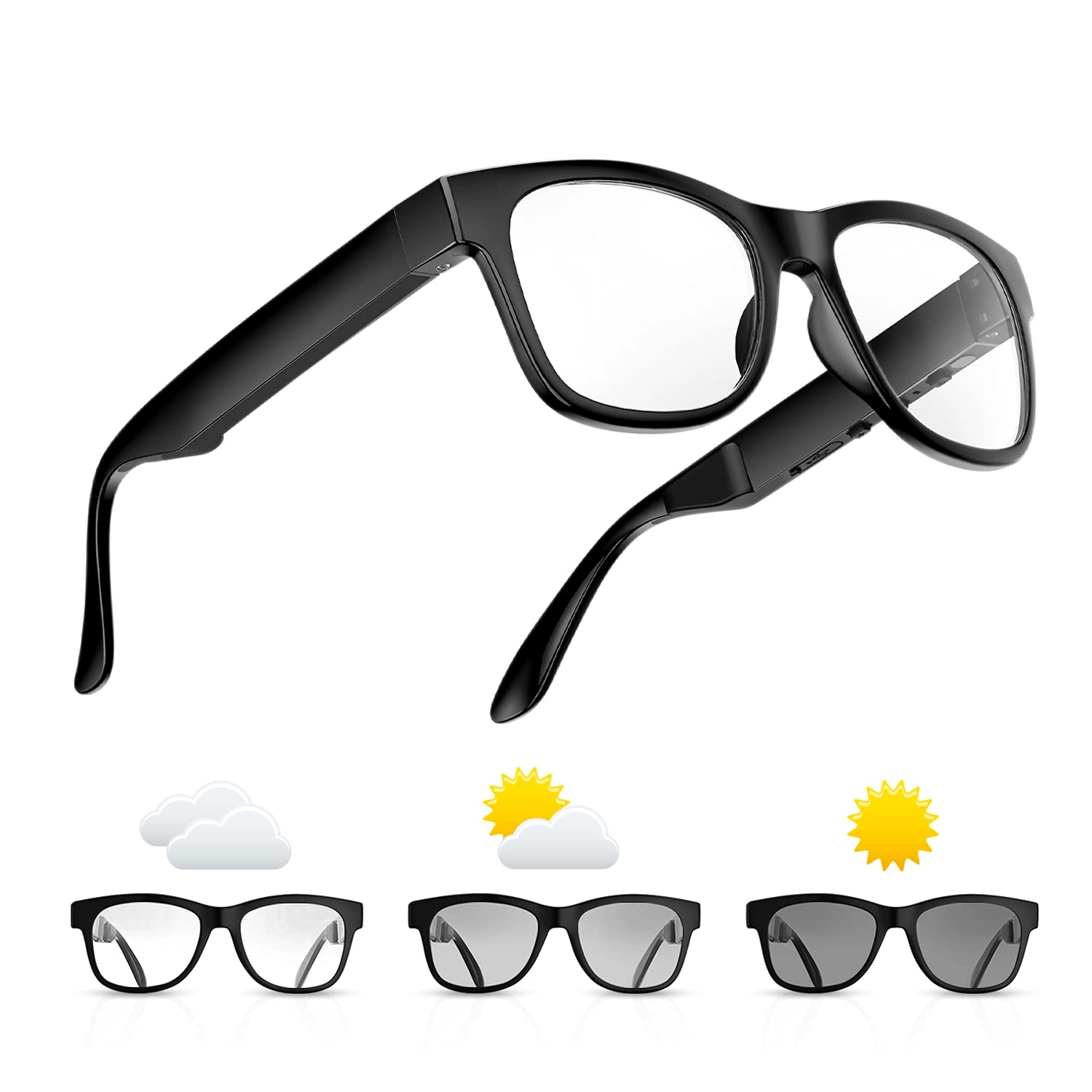 Bone Conduction Glasses - Open-Ear Bluetooth Photochromic