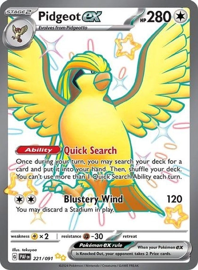 Pokémon Pidgeot ex 221/091 - Paldean Fates Full Art Shiny Ultra Rare