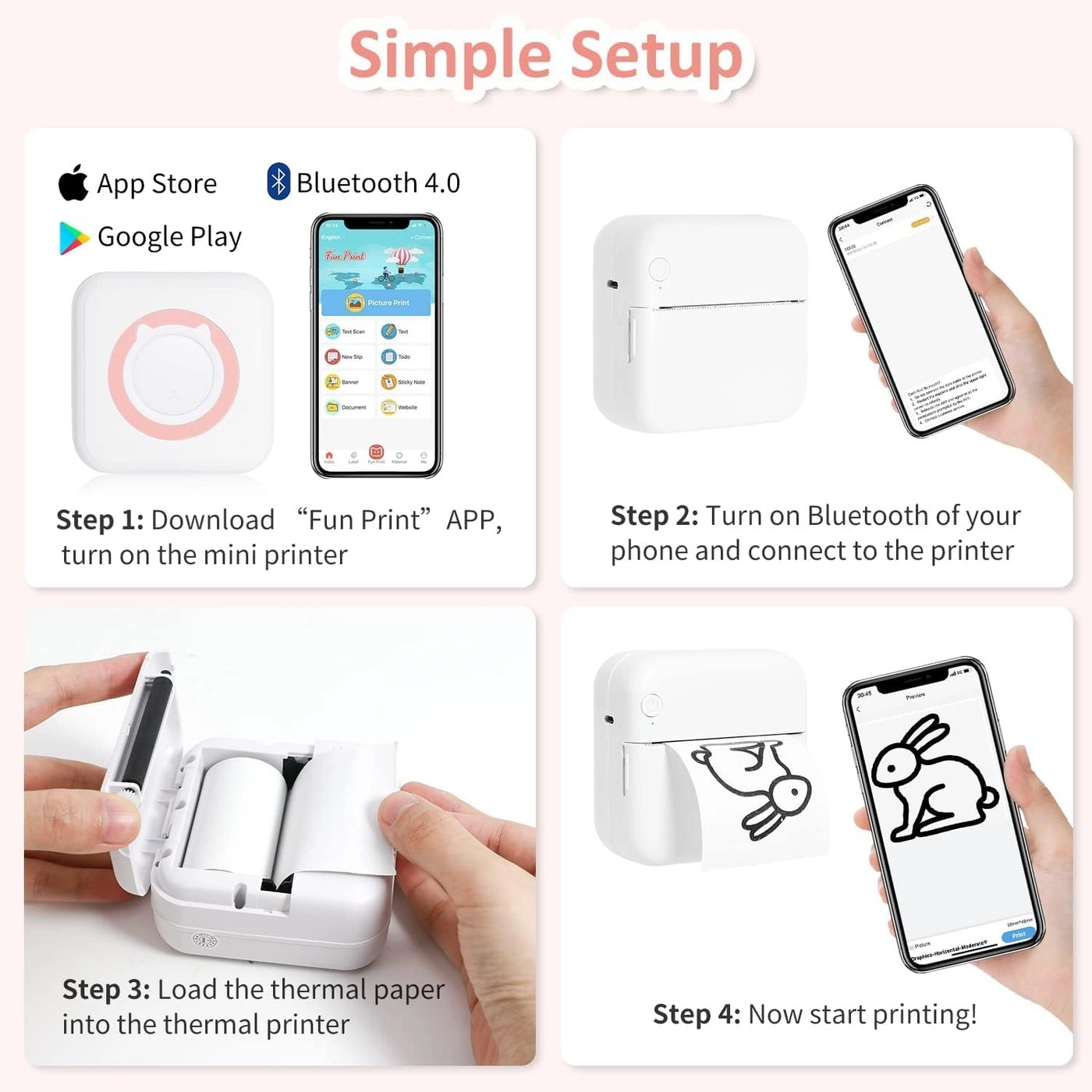Smart Thermal Label Printer - Bluetooth 5.0 Portable