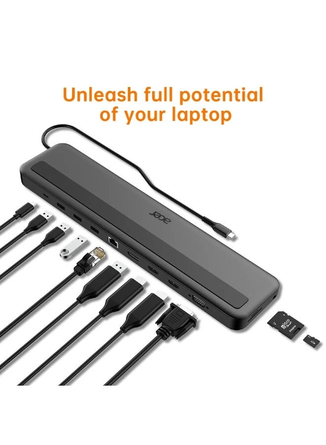 13-in-1 USB-C Mini-Dock and Notebook Stand - HP.DSCAB.015 100W PD 4K@60Hz