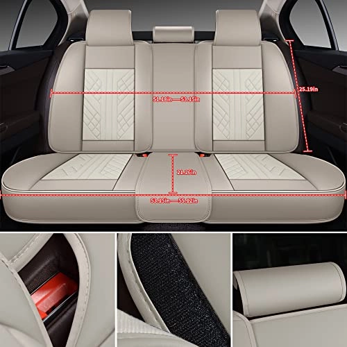 Bench Seat Cover - Universal Fit Faux Leather Black with Red Strip