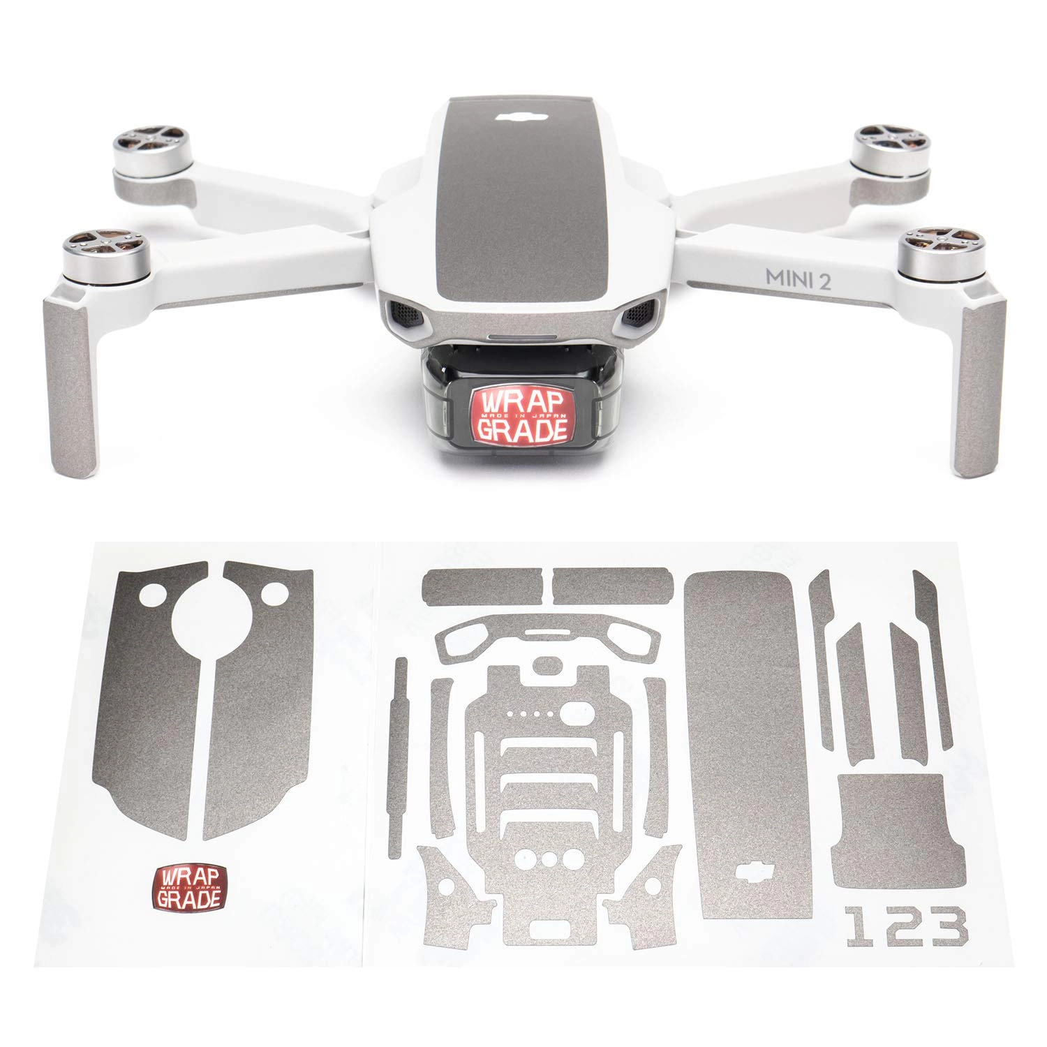 WRAPGRADE Skin Sticker Set Compatible with DJI Mini 2 - Titanium