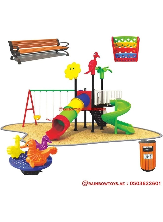 Multi Purpose Kids Outdoor Playing Equipments - 770x320x280cm 2+ Years