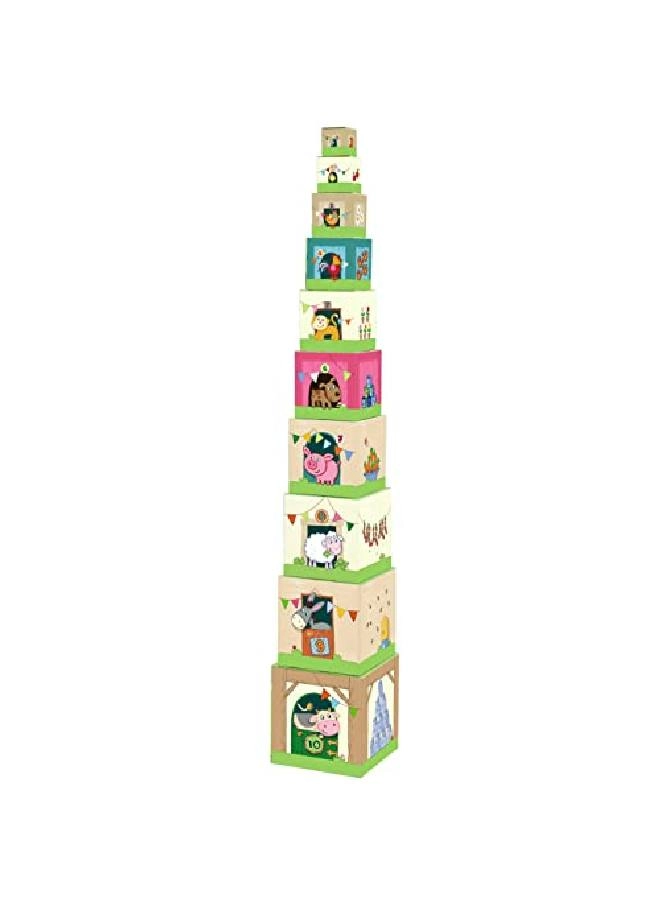 On The Farm Nesting & Stacking Cubes - Cardboard Multicolour