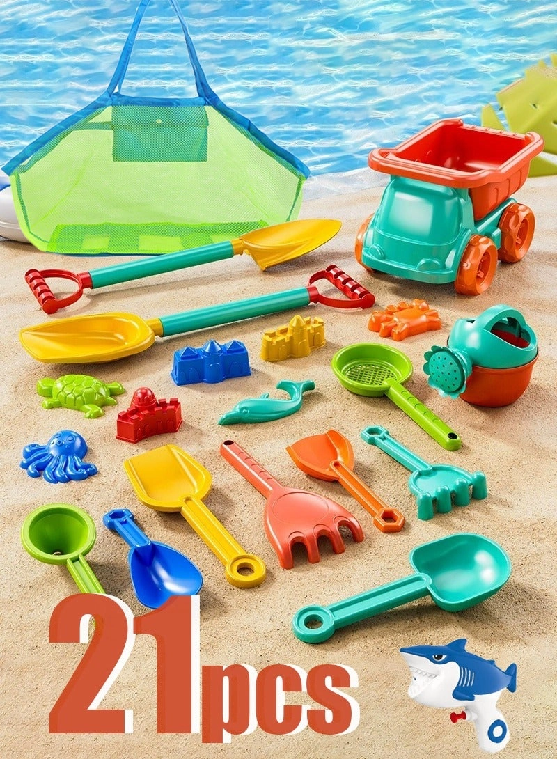 Generic Sand Castle Building Beach Toys - 21 Piece Mesh Bag Bundle
