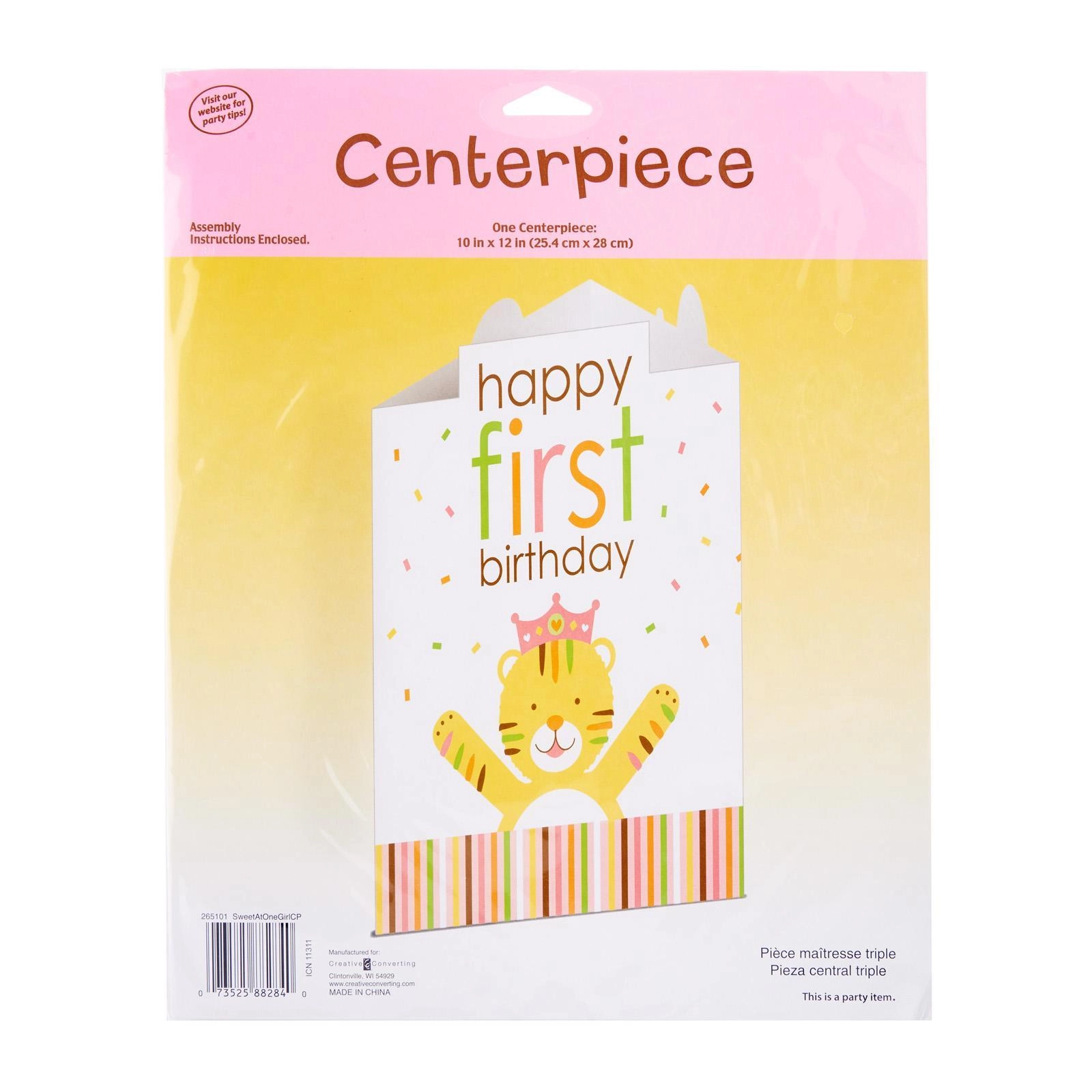 CREATIVE CONVERTING Sweet At One - Girl Centerpiece Standup Tri-fold