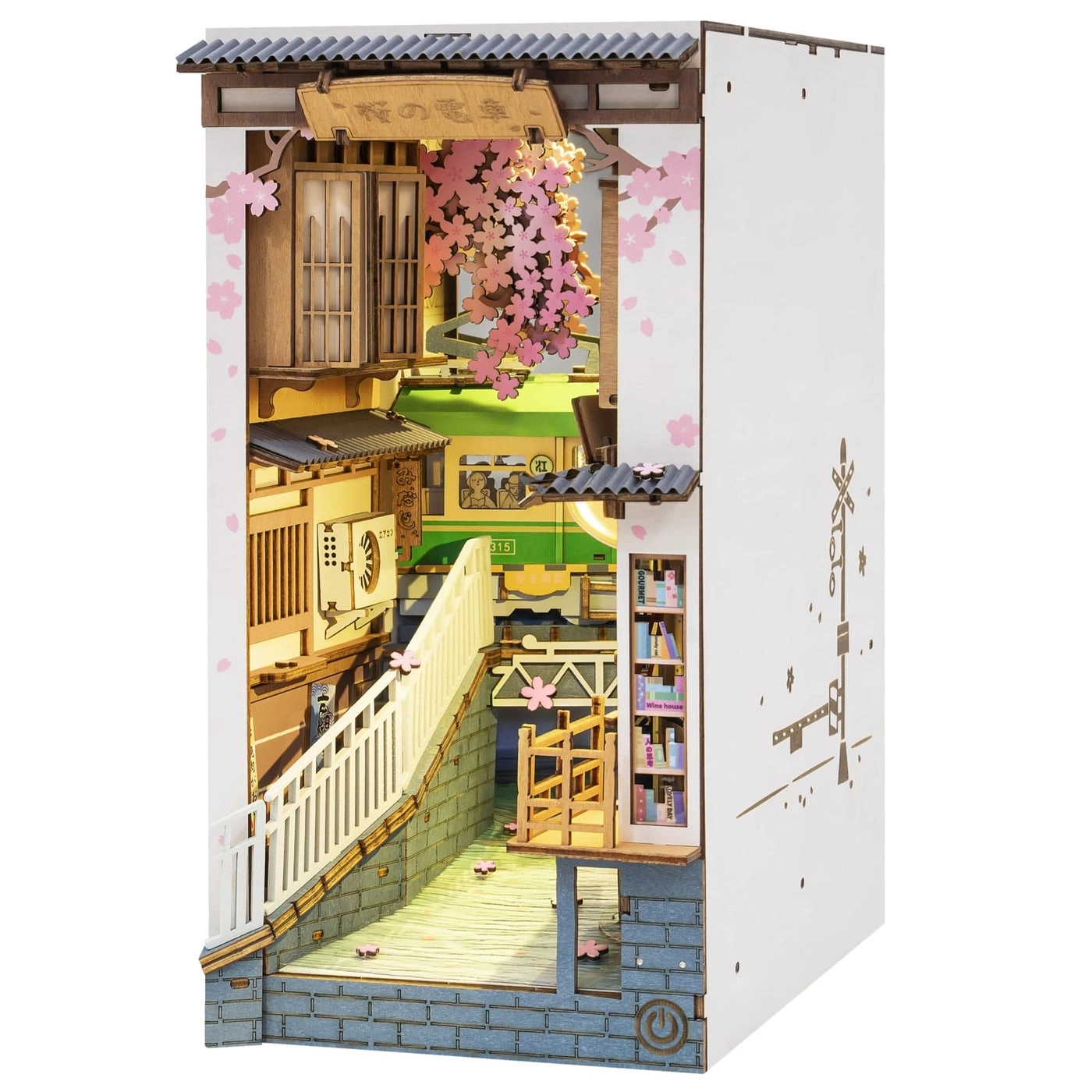 Wooden Bookcorner Dollhouse Set - Sakura Densya