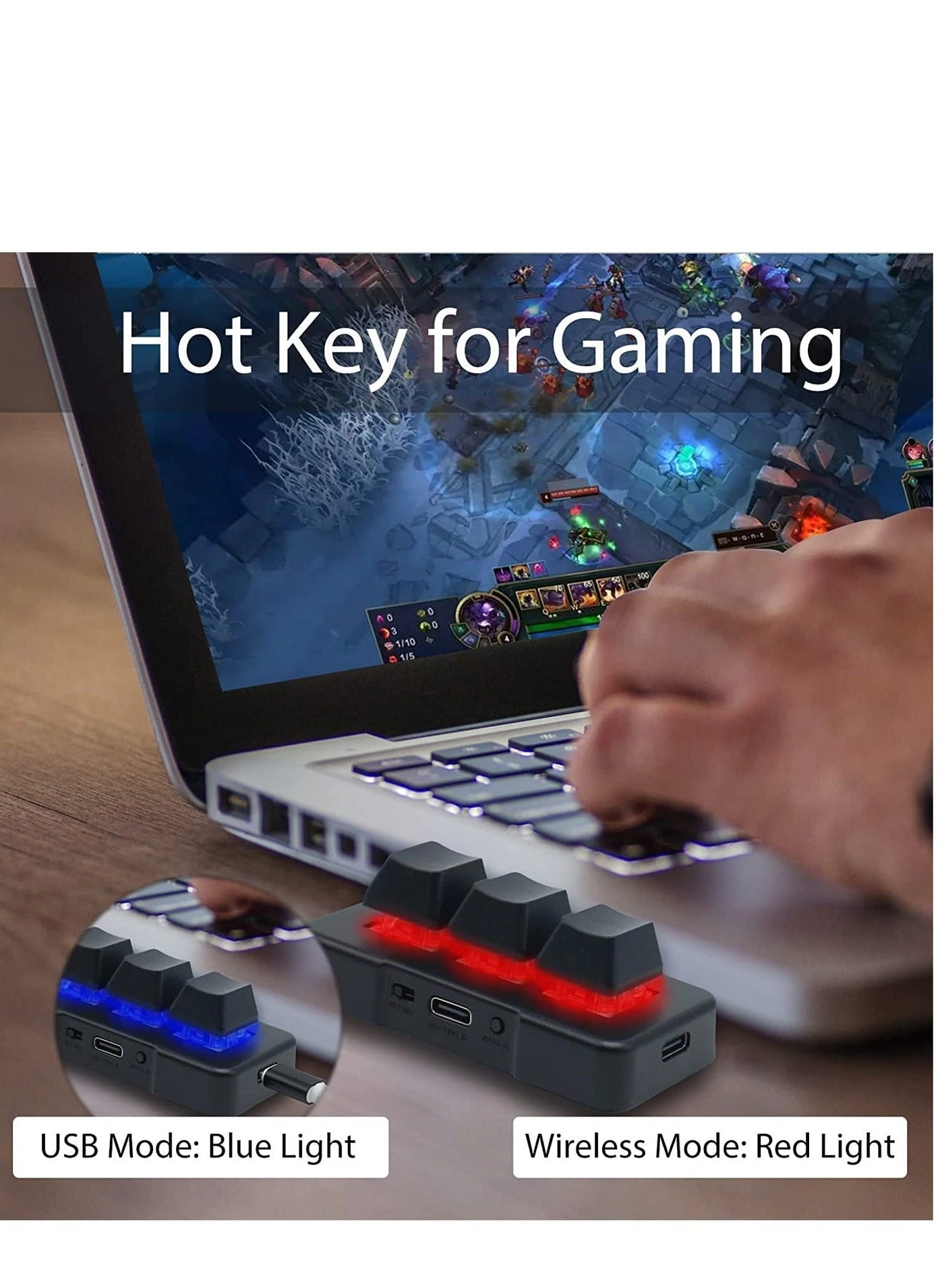 3-Key Mini Keypad - Wireless USB Mechanical