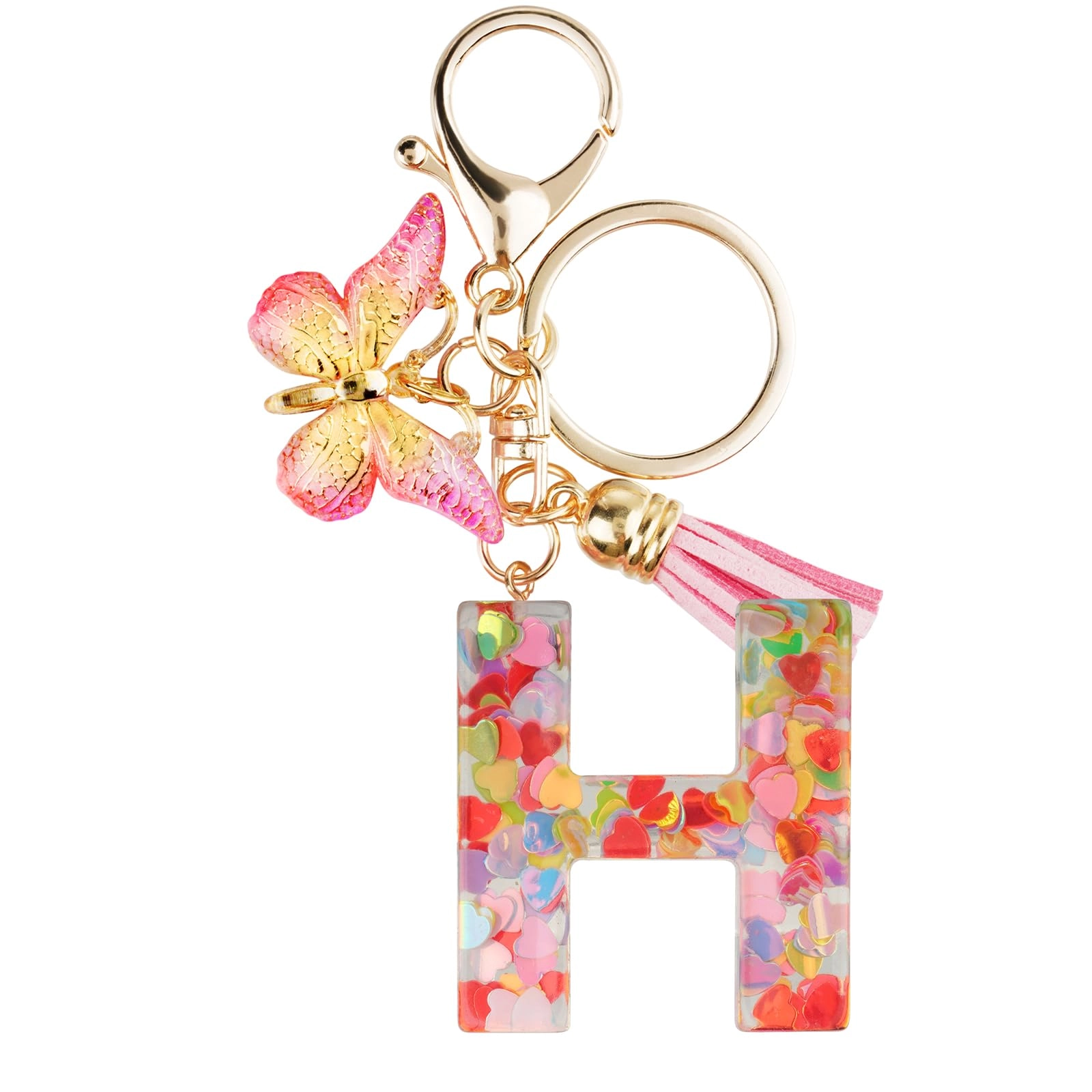 Initial Letter Keychain - Butterfly
