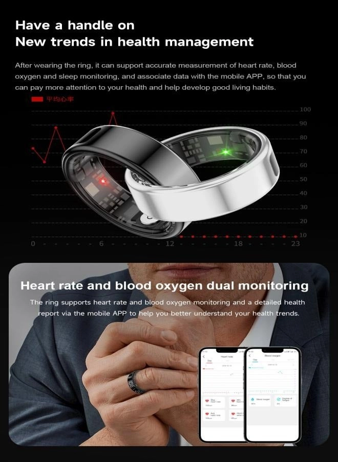 Smart Ring Health Tracker - IP68 Waterproof 10-Day Battery Sleep Tracker