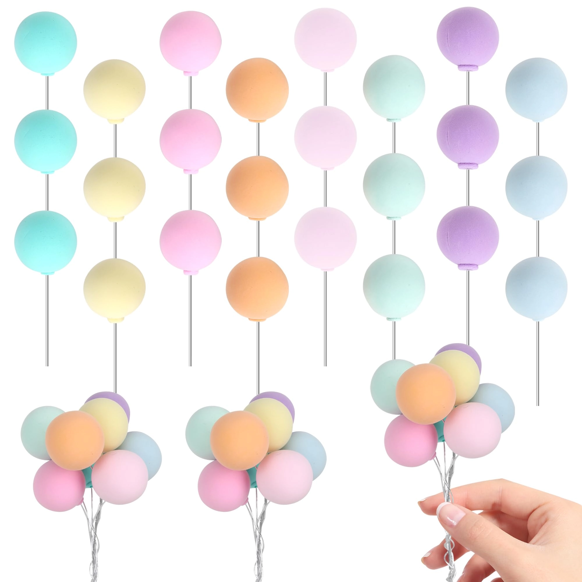 Ball Cake Toppers - 24 pcs Baby Shower Birthday Wedding