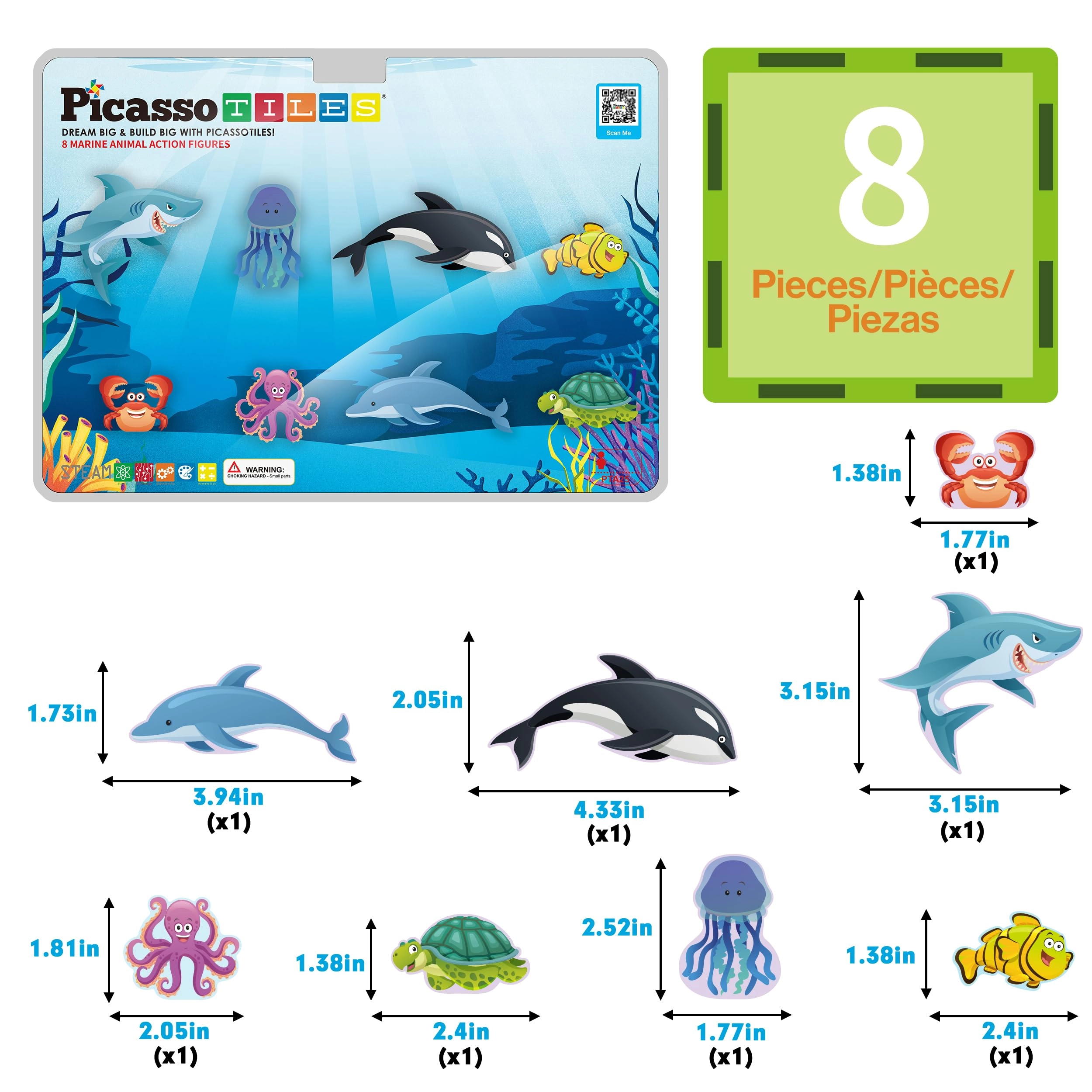 Magnetic Block Marine Animals - 8pcs