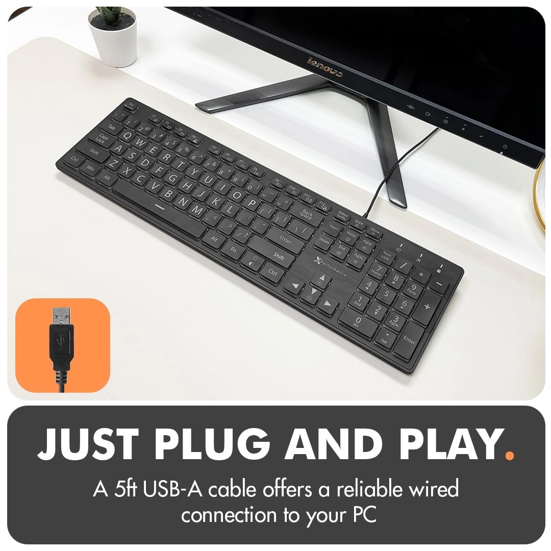 Backlit Large Print Keyboard - Full Size USB|USB-A