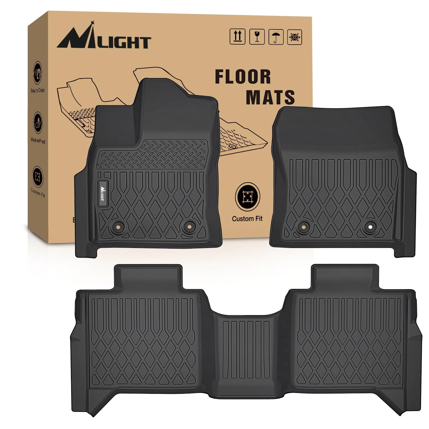 Nilight TPE Floor Mats - Toyota Tundra CrewMax Cab 2022 2023 2024 2025 2026