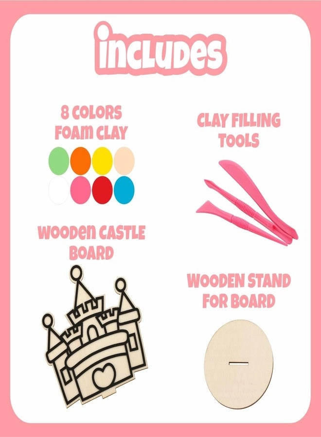 Wooden Castle Board - DIY Foam Clay Art Kit 8 Colors
