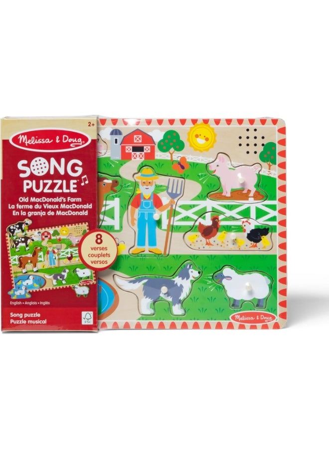 Melissa & Doug Old MacDonald's Farm Wooden Peg Song Musical Toy - 24 months+