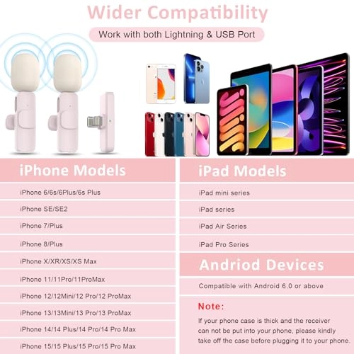 Wireless Microphone - 2 Clip on Microphones(Pink)