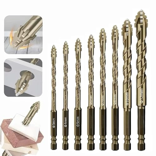 Hex Cross Sawtooth Tile Drill Bits - Alloy Steel 5 Pcs 12mm