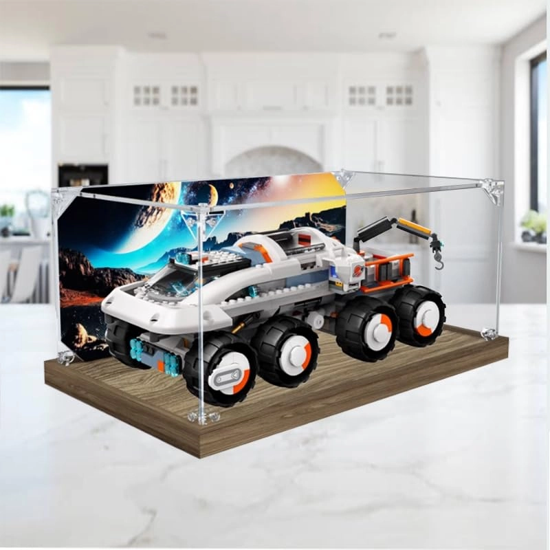 Lego City Display Case (60432) - Clear Acrylic Wood Bottom+background