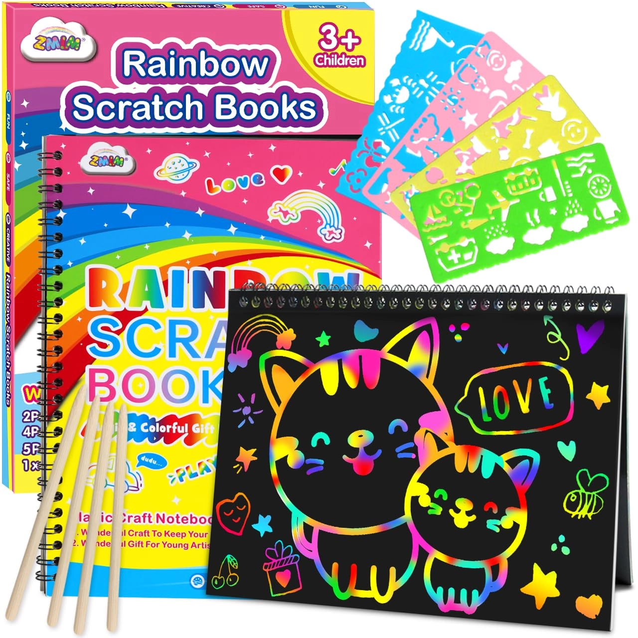 Rainbow Scratch Notebook Animal - 3+ years 2 pcs