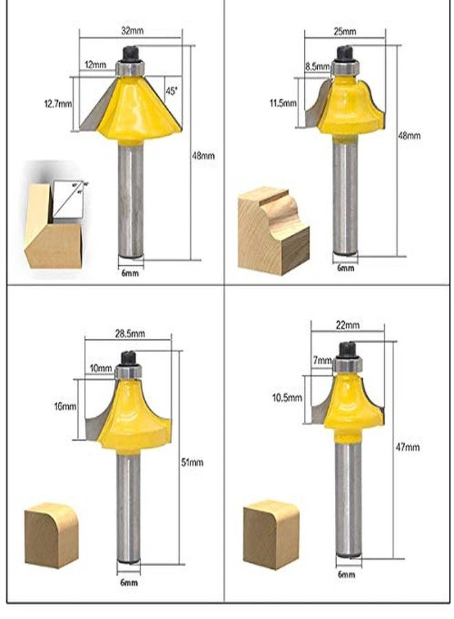 Router Bit Set - 6mm 1/4" 12pcs