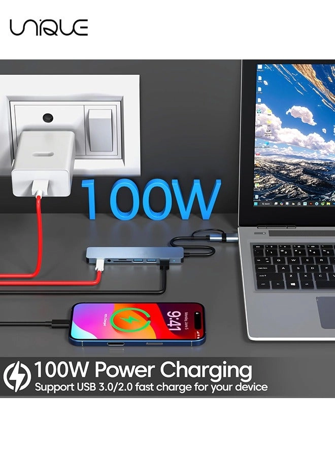 8-in-1 USB + Type C Converter - True